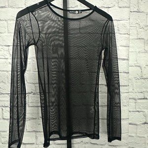Boohoo Mesh Long Sleeve Top